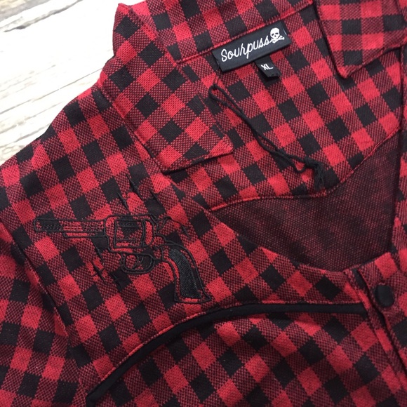 Sourpuss Buffalo Plaid Gunslingers Holiday Dress - Picture 3 of 4